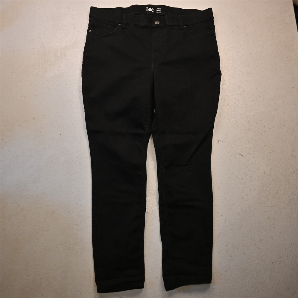 Lee 20 Slim Fit Skinny High Rise Black Stretch Denim Womens Jeans